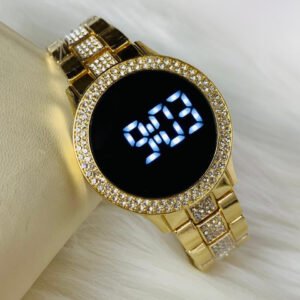 luxury digital led watch – golden diamond edition