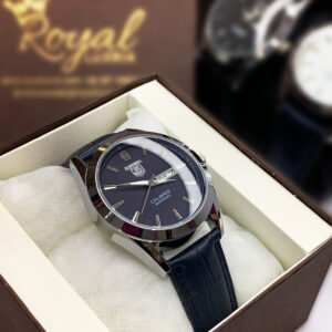 luxury carera calibr watch – black strap blue dial