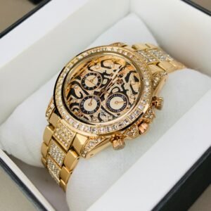 silver plated chronograph tiger watch – diamond studded luxury (copy)