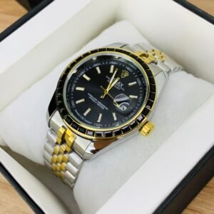 two tone rlx limited watch – black dial with gold accent