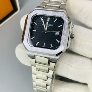 cubitus model silver chain black dial