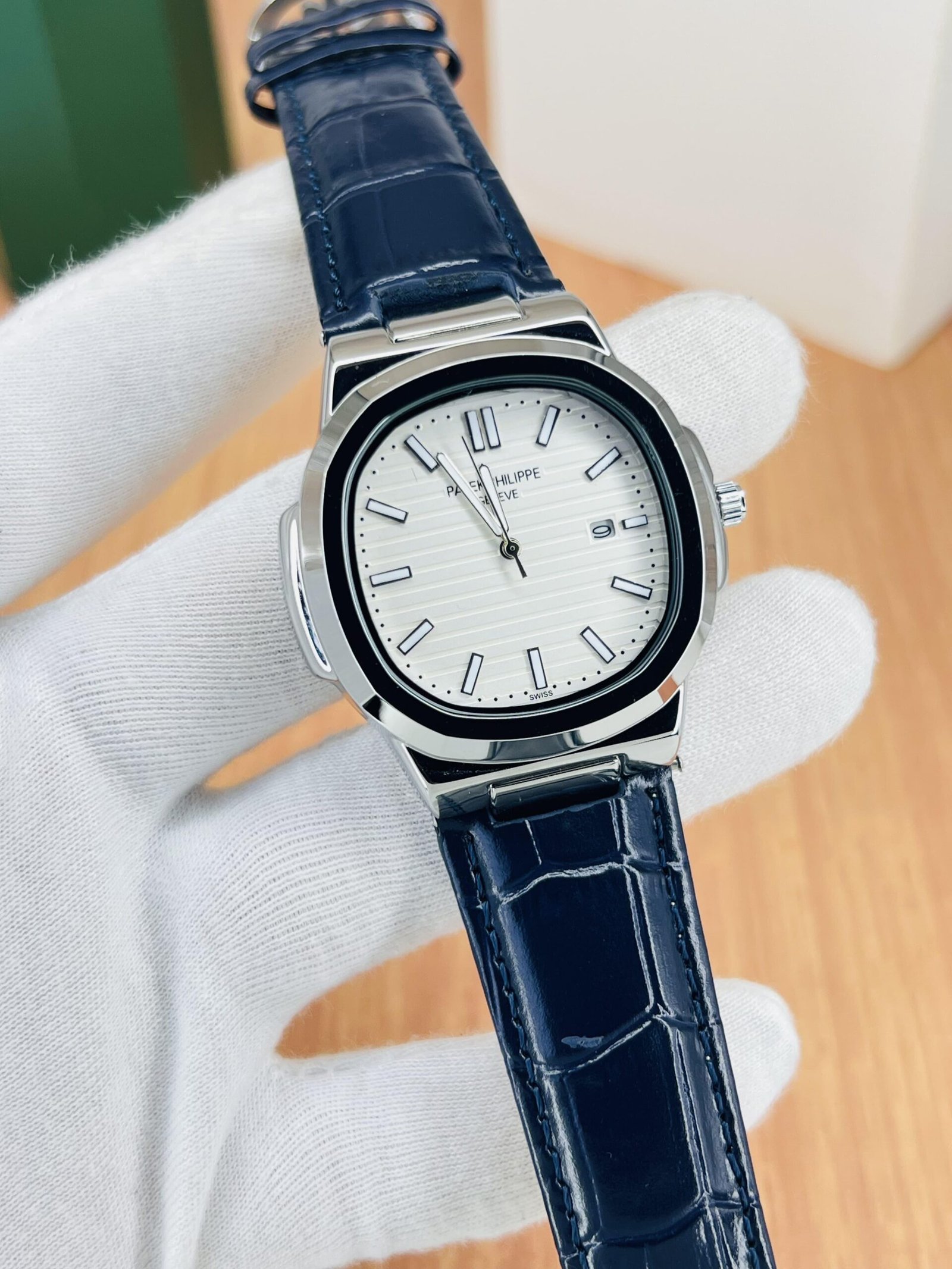 Ptk Modern White Dial Blue-Strap Watch