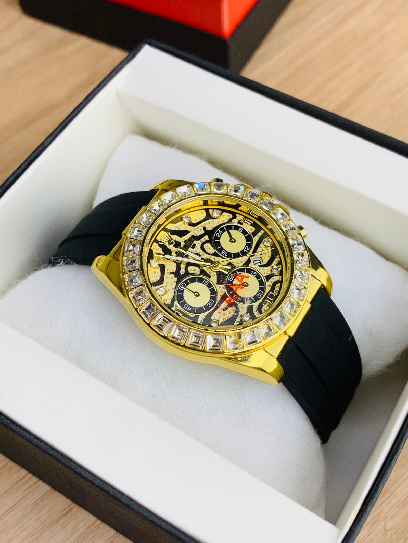 Daytona Stone Rubber Watch-Gold White-Black f1