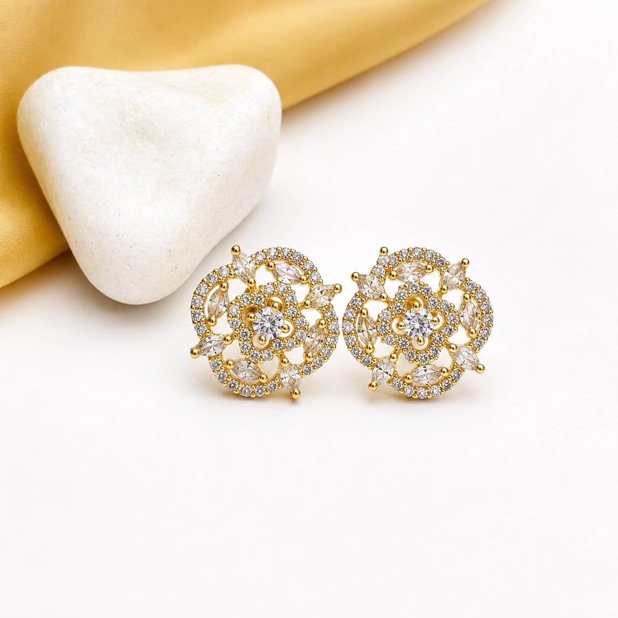 Home Luxury Floral Zircon Stud Earrings